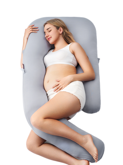 Momcozy Dreamlign U Pro Cool Feeling Maternity Pillow, Grey, Grey