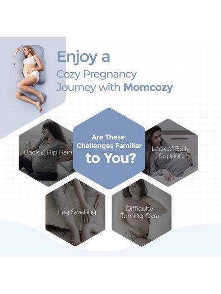 Momcozy Dreamlign U Pro Cool Feeling Maternity Pillow, Grey - view 2, Grey