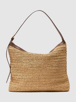 Reiss Vigo Raffia Effect Tote Bag, Natural, Light Brown