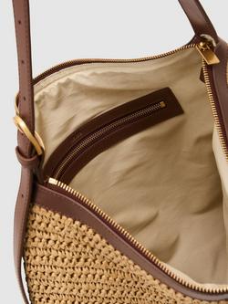 Reiss Vigo Raffia Effect Tote Bag, Natural - view 2, Light Brown