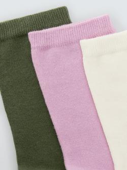 John Lewis Ankle Socks, Pack of 3, Pink Multi - view 2, Pink Multi