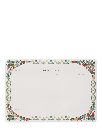 Rifle Paper Co. Rosette Weekly Desk Pad, Multi, Multi