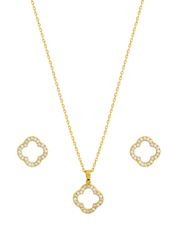 Jon Richard Cubic Zirconia Open Clover Jewellery Set, Gold, Gold