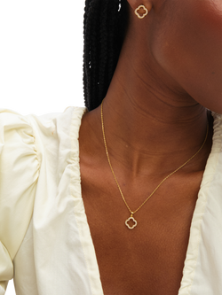 Jon Richard Cubic Zirconia Open Clover Jewellery Set, Gold - view 2, Gold