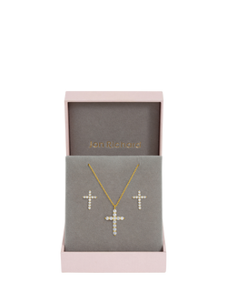 Jon Richard Cubic Zirconia Cross Jewellery Set, Gold - view 2, Gold