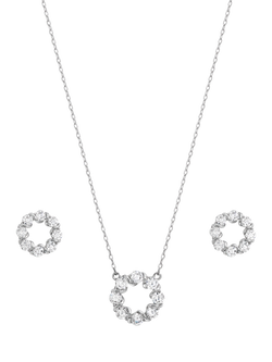 Jon Richard Crystal Open Circle Bridal Jewellery Set, Silver, Silver