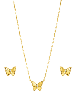 Jon Richard Diamond Cut Butterfly Jewellery Set, Gold - view 2, Gold