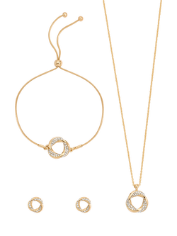 Jon Richard Crystal Open Knot Jewellery Set, Gold, Gold