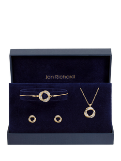 Jon Richard Crystal Open Knot Jewellery Set, Gold - view 2, Gold