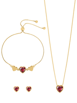 Jon Richard Crystal Heart Bracelet, Earrings and Pendant Necklace Jewellery Set, Gold, Gold
