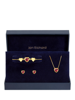 Jon Richard Crystal Heart Bracelet, Earrings and Pendant Necklace Jewellery Set, Gold - view 2, Gold