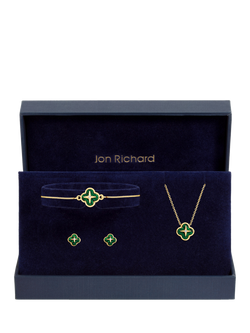 Jon Richard Malachite Clover Trio Set, Gold - view 2, Gold
