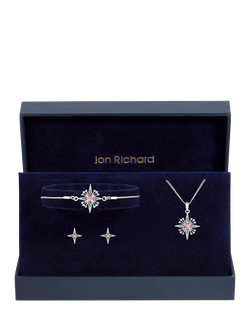 Jon Richard Diamond Cut Star Trio Jewellery Set, Silver - view 2, Silver