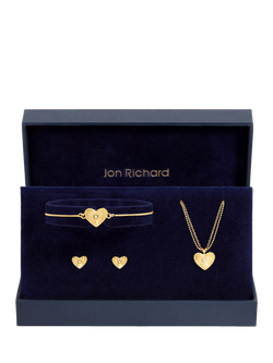 Jon Richard Diamond Cut Heart Jewellery Set, Gold - view 2, Gold