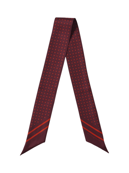 Aspinal of London Skinny Hearts Silk Scarf, Cherry, Cherry
