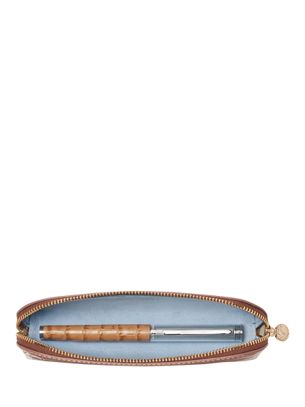 Aspinal of London Large Pencil Case - view 2, Caramel
