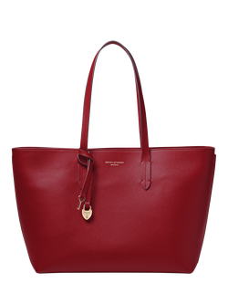 Aspinal of London Zipped East West Leather Tote Bag, Cherry, Cherry