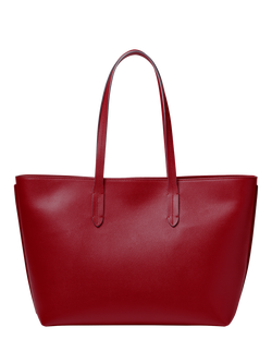 Aspinal of London Zipped East West Leather Tote Bag, Cherry - view 2, Cherry