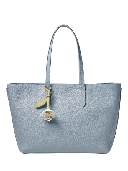 Aspinal of London Zipped East West Leather Tote Bag, Sky Blue