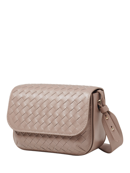 Aspinal of London Ella Leather Slot Weave Cross Body Bag, Moleskin - view 2, Moleskin