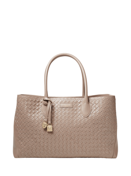 Aspinal of London London Woven Leather Tote Bag, Moleskin, Moleskin