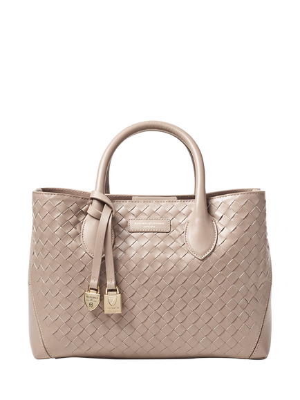 Aspinal of London Midi London Woven Leather Tote Bag, Moleskin - view 2, Moleskin