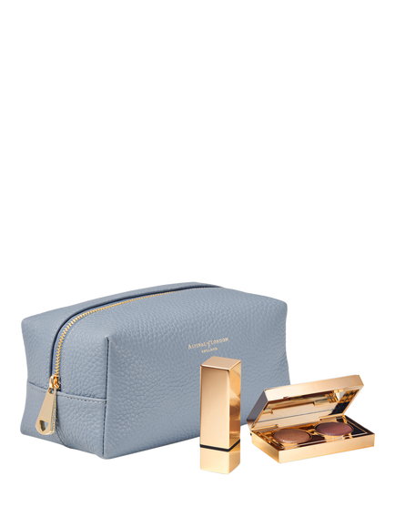 Aspinal of London Leather Cosmetic Case, Sky Blue - view 2, Sky Blue