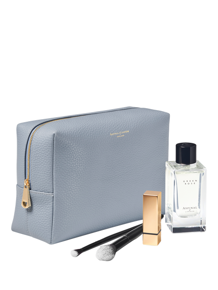 Aspinal of London Leather Toiletry Bag, Sky Blue - view 2, Sky Blue