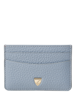 Aspinal of London Pebble Leather Slim Credit Card Case, Sky Blue