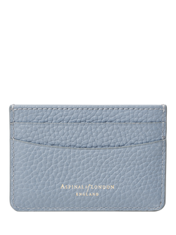 Aspinal of London Pebble Leather Slim Credit Card Case - view 2, Sky Blue
