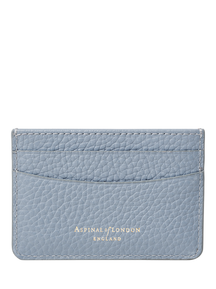Aspinal of London Pebble Leather Slim Credit Card Case - view 2, Sky Blue