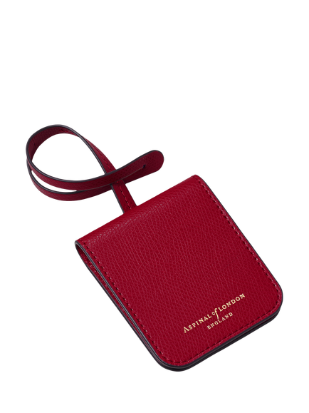 Aspinal of London Leather Travel Luggage Tag, Cherry