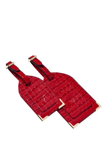 Aspinal of London Leather Luggage Tags, Pack of 2, Cherry