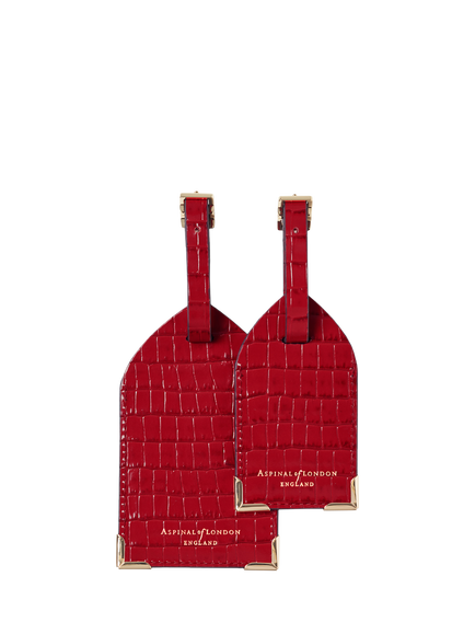 Aspinal of London Leather Luggage Tags, Pack of 2 - view 2, Cherry