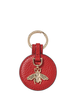 Aspinal of London Leather Bee Keyring, Cardinal Red, Cardinal Red
