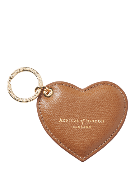 Aspinal of London Leather Heart Keyring, Caramel