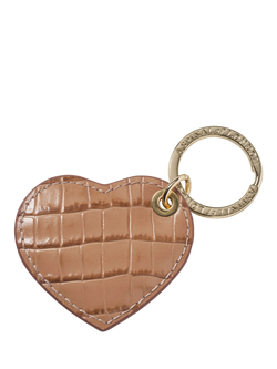 Aspinal of London Small Leather Heart Keyring - view 2, Caramel