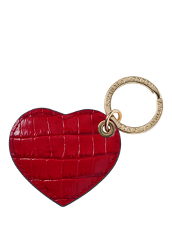 Aspinal of London Small Leather Heart Keyring - view 2, Cherry