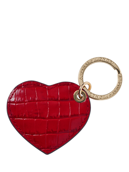 Aspinal of London Small Leather Heart Keyring - view 2, Cherry