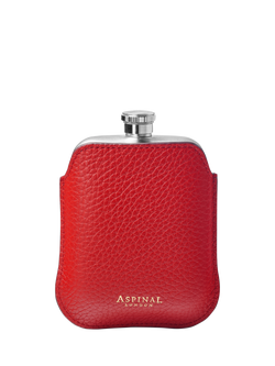 Aspinal of London Leather 5oz Hip Flask with Pouch, Cardinal Red, Cardinal Red