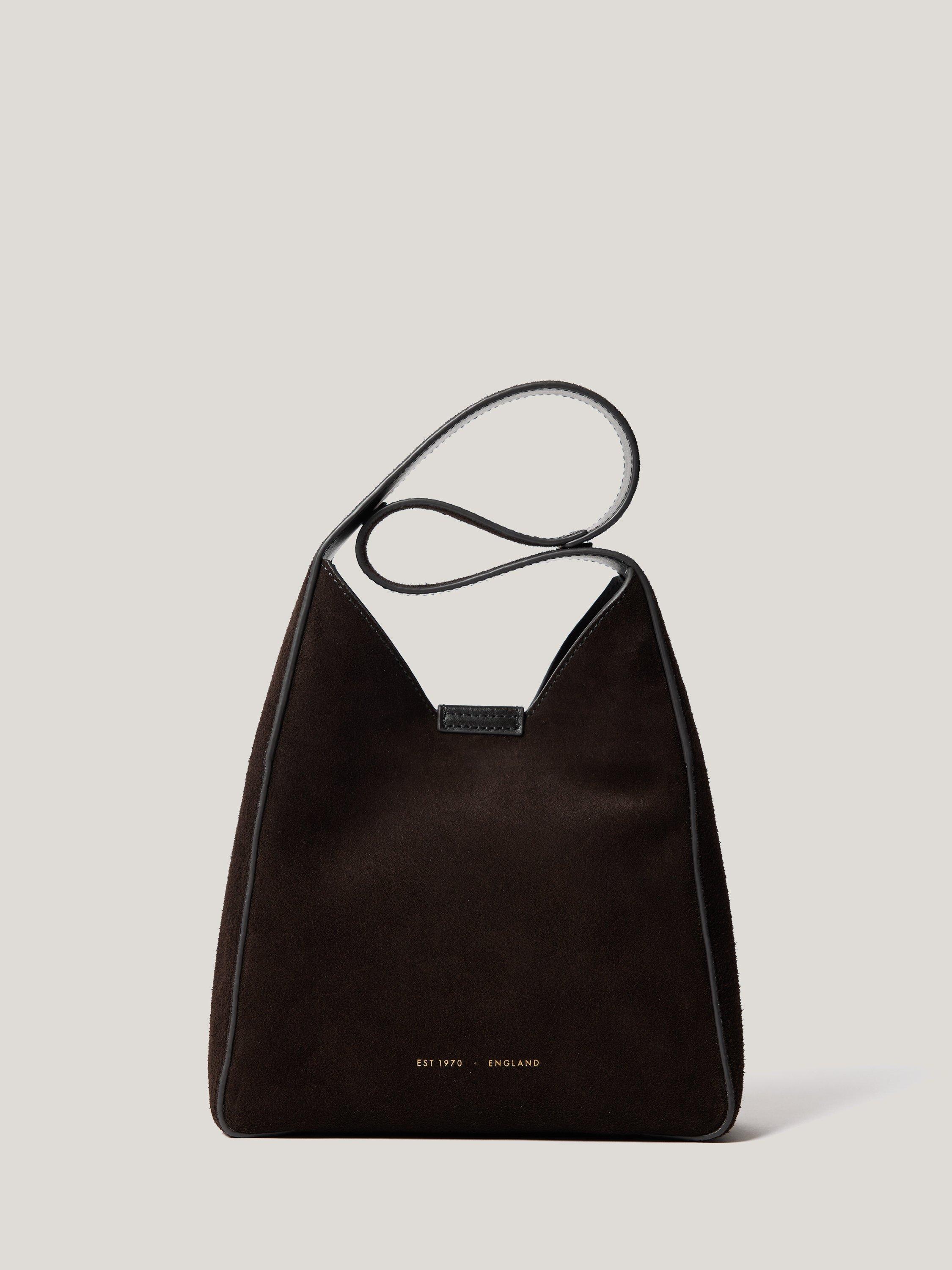 Product image 1 of 7, which shows Jigsaw Mini Heckfield Suede Tote Bag, Chocolate