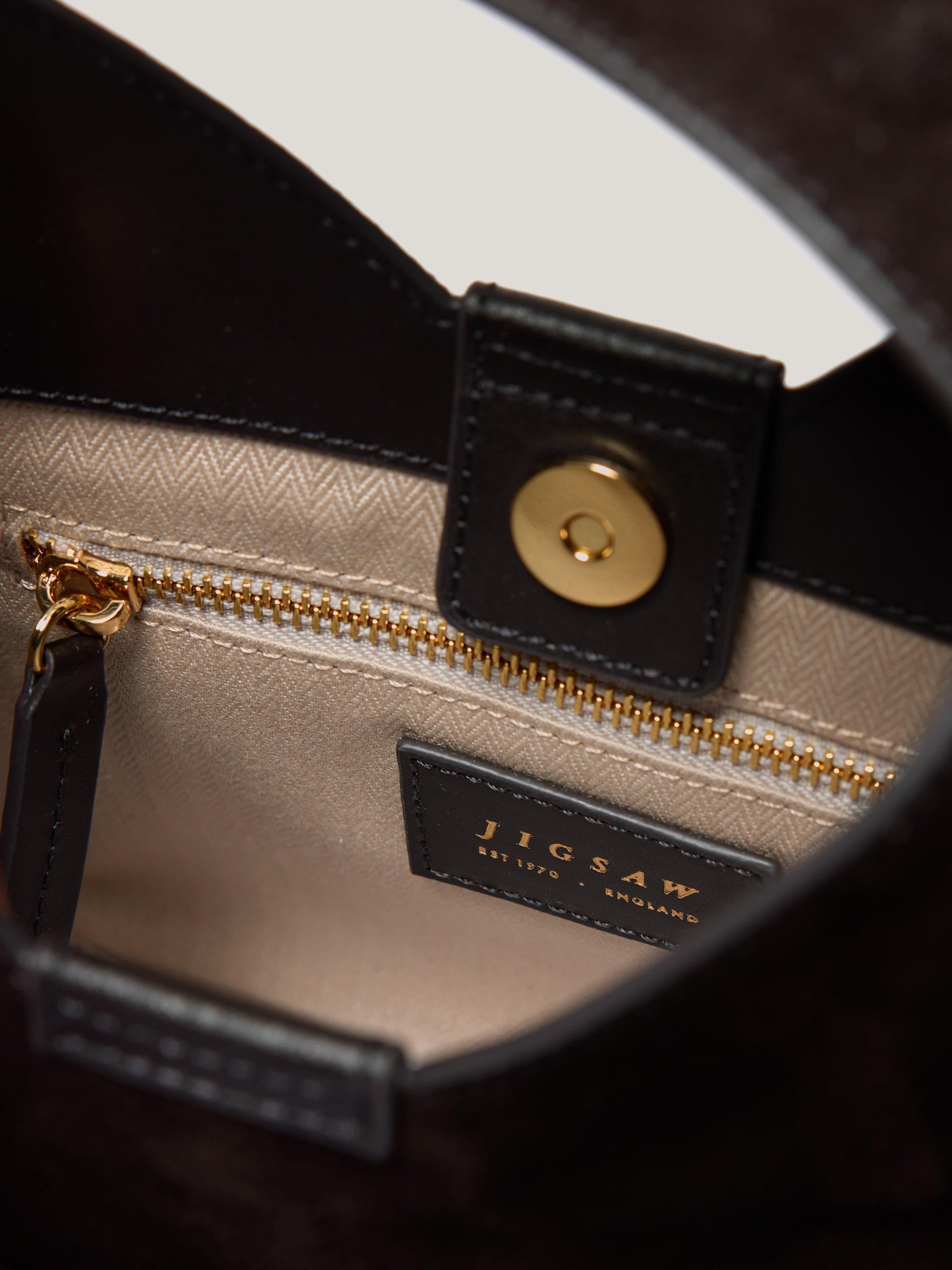 Product image 5 of 7, which shows Jigsaw Mini Heckfield Suede Tote Bag, Chocolate