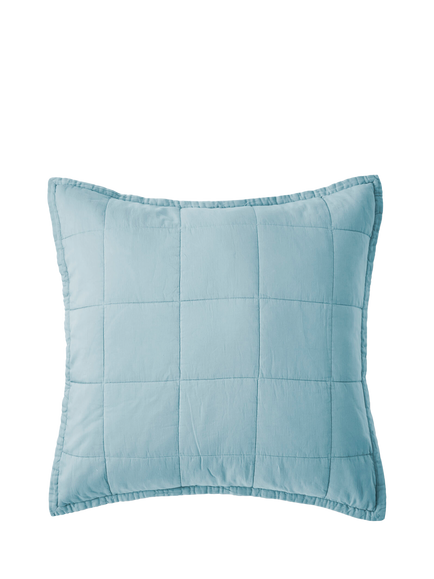 Christy Laundered Cotton Quilted Pillowsham, Chalk Blue, Chalk Blue