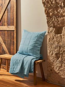 Christy Laundered Cotton Quilted Pillowsham, Chalk Blue - view 2, Chalk Blue