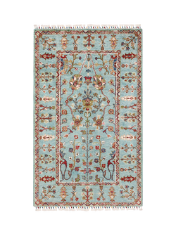 Gooch Oriental Sultani Pure Wool Rug, Aqua, L147 x W92 cm, Aqua