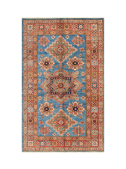 Gooch Oriental Supreme Kazak Pure Wool Rug, Blue, L154 x W99 cm, Blue