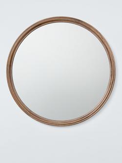 John Lewis Farmhouse Round Wood Frame Wall Mirror, 70cm, Walnut, Brown