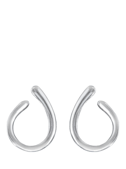 Nina B Sterling Silver Curved Oval Earrings - view 2, Silver Silver