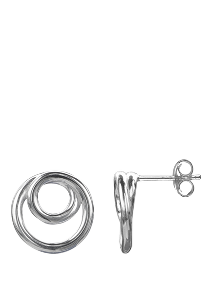 Nina B Sterling Silver Double Loop Stud Earrings, Silver