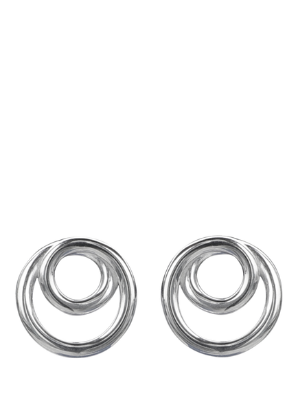 Nina B Sterling Silver Double Loop Stud Earrings - view 2, Silver
